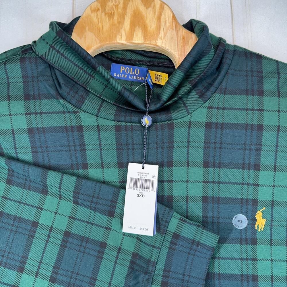 Polo Ralph Lauren Blackwatch Plaid Soft Cotton Turtleneck 3XB Gold Pony Logo